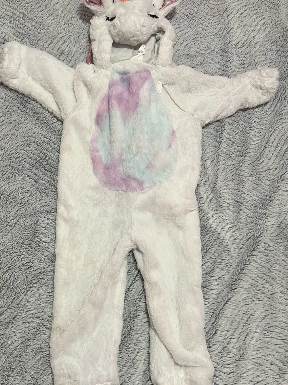 Spirit White Unicorn Costume with Pink Shimmer Wings and Rainbow Mane